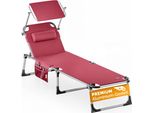 Casaria® Lettino Prendisole Pieghevole Malta 210X61Cm Con Tettuccio Carico Max. 180Kg Sdraio Da Giardino Mobili Esterno