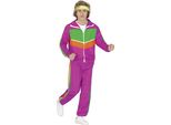 80S Sport Carnival Retro Costume Purple Green Orange Fun Neon Tracksuit Fitness Cool Look, Taglia: 48 - 50 (M) Colore: Pink