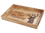 Gilde Tablett, Rechteckig, "Hirsch"", Spruch, Mangoholz, Naturfarben, Ve 2, L. 28 Cm, B. 43 Cm, H. 5 Cm 41278"