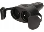 Presa Ermetica Doppia In Gomma 2P+Z, IP44, Nera, Versione Schuko