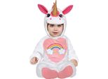 Unicorno Carnevale Tuta Con Cappuccio Ali Arcobaleno Pastello Stelle Magico Fantastico Mondo Dei Sogni Costume Bambini Outfit One Piece Fiaba Celebrazione, Taglia: 74/80 Colore: Bianco