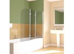Hengda Bagno Allegato Cabina Doccia Schermo Pieghevole Vasca Da Bagno Doccia In Vetro 6 Mm Nano Easy Clean 180 ° Esg Vetro Trasparente 3 Pezzi Pieghevole 120 * 140 Cm Argento