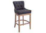 In And Outdoorsgabello Da Bar Jeramie - Stile Chesterfield - Grigio - Tessuto - Gambe In Legno Naturale - Altezza Seduta 74 Cm - Con Schienale E Poggiapiedi - Con Chiodi In Ottone - Deluxe