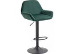 In And Outdoorsgabello Da Bar In Velluto Boda - Verde - Regolabile In Altezza - Set Di 1 - Altezza Seduta 63-83 Cm - Con Schienale - Per Cucina E Bar - Sgabelli Da Bar Ergonomici