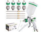 Set Di Pistole Per Verniciatura Con 4 Ugelli Hvlp Da 1,4, 1,7, 2,0, 2,5 Mm + Serbatoio Da 600 Ml Technic H-601K
