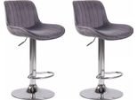 In And Outdoormatch Sgabello Da Bar Lentos Velvet - Grigio Cromo - Altezza Seduta 60-82 Cm - Set Di 2 - Regolabile In Altezza - Per Cucina E Bar - Con Schienale - Sgabelli Ergonomici Da Bar