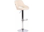 In And Outdoormatch Sgabello Hipo Cream Chrome Bethel - Tessuto - Altezza Seduta 60-81Cm - Sgabelli Ergonomici - Altezza Regolabile - Set Di 1 - Con Schienale - Per Cucina E Bar