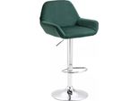 In And Outdoorsgabello Da Bar In Velluto Leann Verde - Set Di 1 - Altezza Seduta 63-83Cm - Con Schienale - Regolabile In Altezza - Per Cucina E Bar - Sgabelli Da Bar Ergonomici - Cromo