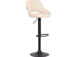 In And Outdoormatch Sgabello Da Bar Miza Crema Nero - Tessuto - Altezza Seduta 60-81Cm - Sgabelli Da Bar Ergonomici - Regolabili In Altezza - Set Di 1 - Con Schienale - Per Cucina E Bar