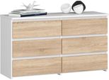 Comò CL100 Con 6 Cassetti In Bianco E Rovere Sonoma Per Stoccaggio E Stile