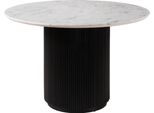 MASSIVMOEBEL24 | Tavolo Da Pranzo In Legno Di Mango 120X120X76 Laccato Nero - Marmo Bianco Barcelona #128