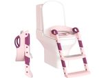 Jopassy Trainer Per Wc Regolabile In Altezza Sedile Per Wc Con Gradini Vasino Per Bambini Sedile Per Wc Con Paraspruzzi E Maniglie, Pieghevole Rosa