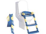 Jopassy Trainer Per Wc Regolabile In Altezza Sedile Per Wc Con Gradini Vasino Per Bambini Sedile Per Wc Con Paraspruzzi E Maniglie, Pieghevole Blu