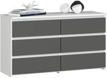 Comò CL100 Con 6 Cassetti In Bianco E Grigio Grafite Per Un'elegante Soluzione Di Stoccaggio