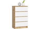 Comò K60 4 Cassetti Rovere Artisan Bianco