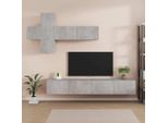 Maison Exclusive - Set Di Mobili Porta Tv 7 Pz Grigio Cemento In Legno Multistrato