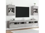 Maison Exclusive - Armadi A Muro Con Luci Led Per Tv 2 Pz. Grigio Sonoma