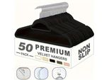 50 Pezzi Appendiabiti Salvaspazio Con Rivestimento In Velluto Antiscivolo - Appendiabiti Premium Con Portacravatte, Ruotabile A 360°, Nero