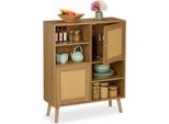 Credenza Con 2 Ante In Rattan E Ripiani Regolabili