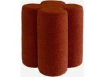 Pouf Sgabello Trifoglio Bouclé, Terracotta