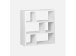 Libreria Asimmetrica A 3 Livelli Con 6 Vani, Bianco