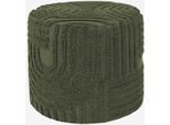 Pouf Rotondo In Bouclé Tuftato, Verde Kaki