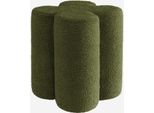 Pouf Sgabello Trifoglio Bouclé, Verde Kaki