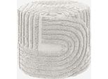 Pouf Rotondo In Bouclé Tuftato, Bianco
