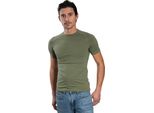 T-Shirt Raglan Da Uomo A Maniche Corte Con Scollo Rotondo. Oliva: S