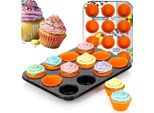 Vilde | Muffin Tin - 12 Stampi In Silicone - Antiaderente - Rivestimento In Granito - 35,5X26,5 Cm - Nero
