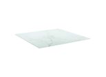 Piano Del Tavolo Bianco 60X60 Cm Vetro Temperato 6 Mm Effetto Marmo