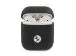 Bmw Bma2Sslbk Airpods 1/2 Cover Czarny/Nero Geniune Pelle Logo Argento
