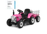 Trattore Costway 12V A 3 Velocità Con Rimorchio Staccabile E Telecomando 2.4G, Trattore Cavalcabile Per Bambini Da 3 Anni (Rosa)