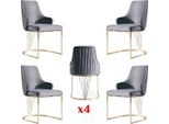 Gruppo Set 4X Poltrona Sedia Design Tessuto Rivestimento Sedie Gastro Sala Da Pranzo Tessile