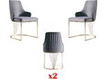 Sedia 2X Sala Da Pranzo Nuove Sedie Sedia Imbottita Poltrona Metallo Lounge Design Mobili