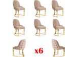 Set Di 6X Poltrone Sedia Design Metallo Tessuto Imbottitura Sedie Catering Sala Da Pranzo Tessile