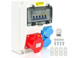 Distributore Di Corrente A Parete Jiubiaz Con Interruttore Automatico, Distributore Di Corrente Da Cantiere A 5 Poli Con 2X Prese Schuko E Prese Cee 16A Per Uso Interno Ed Esterno