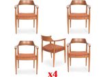 Gruppo Di Sedie Per Sala Da Pranzo 4X Sedie Poltrona Sedile Imbottito Legno Massiccio