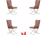 Set 4X Poltrona Sedia Da Pranzo In Acciaio Inox Tessuto Imbottitura Sedia Gastro Sala Da Pranzo