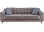 Divano 4 Posti Design Divani Tappezzeria Grigio Tessile Relax Seduta Mobili Moderni