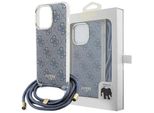 Guess Guhcp15Lhc4Seb Custodia Rigida Per Iphone 15 Pro 6.1 Niebieski/Blue Cavo Crossbody 4G Stampa