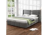 Letto A Molle Sweiko Funzione Idraulica Letto Imbottito Con Comoda Testata E Rete A Doghe In Legno Massiccio Letto Matrimoniale 140*190 Cm Velluto Grigio (Senza Materasso)