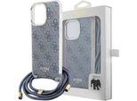 Guess Guhcp15Xhc4Seb Custodia Rigida Per Iphone 15 Pro Max 6.7 Niebieski/Blue Cavo Crossbody 4G Stampa