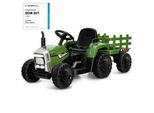 Trattore Costway 12V A 3 Velocità Con Rimorchio Staccabile E Telecomando 2.4G, Trattore Cavalcabile Per Bambini A Partire Da 3 Anni (Verde Scuro)