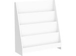 Sobuy Scaffale Per Libri Per Bambini, Scaffale Per Bambini, Scaffale Per Giornali Con 4 Ripiani, Scaffale Per Bambini, Scaffale Per Libri, Scaffale Sospeso, Bianco, 80 X 88 X 30 Cm