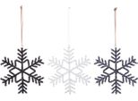 Gilde HäNger, Schneeflocke, "Snowflake"", Metall, Schwarz, Silberfarben, Weiß, , 3 StüCk Wie Abgebildet, D. 16 Cm 53150"