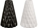 Gilde Kerzenleuchter, "Cone"", Keramik, Schwarz, Weiß, Ve 6, 2 StüCk Wie Abgebildet,, H. 15 Cm, D. 10 Cm 51229"