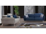 Set Di Divani Imbottiti Di Design In Tessuto Grigio-Blu Divani 2X 3 Posti