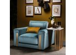 Poltrona Club Lounge Design Sedia Reclinabile Tappezzeria Divano Televisione Blu Arredoclassic