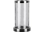 Gilde Windlicht, Zylindrisch, "Smoke"", Glas, Metall, Klar, , H. 21,5 Cm, D. 10,5 Cm 55268"
